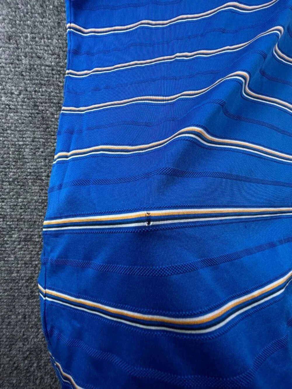 Adidas Climacool Blue Gold Striped Large Short Sleeve Polo Shirt Men’s Golf